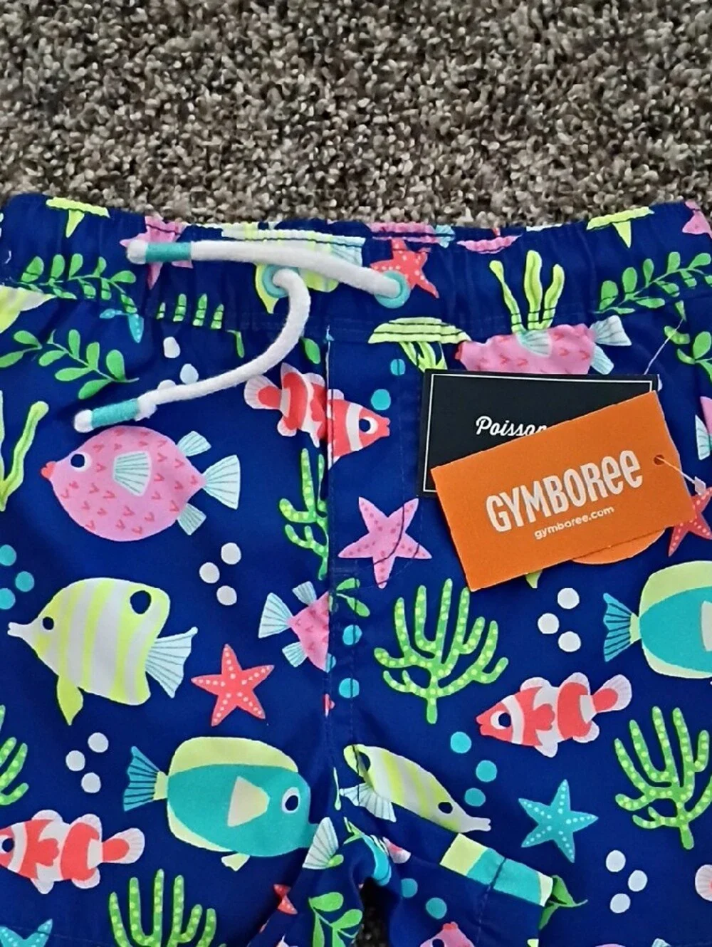 Gymboree Navy Tropical Fish Swim Trunks
